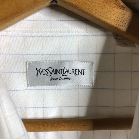 YSL Embroidered Logo Plaid Window Pane French Cuff - Picture 5 of 6